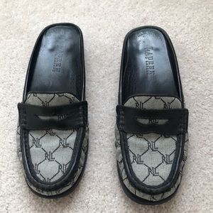 Lauren Ralph Lauren Monogrammed Mules, Size 7B
